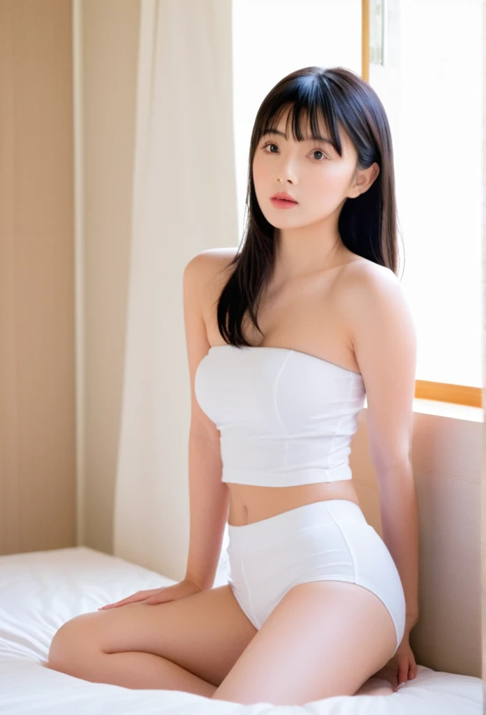 top-quality、​masterpiece、超A high resolution、(Photorealsitic:1.4)、Raw photo、女の子1人、Dark hair、glowy skin、Dramatic Writing、full body Esbian、female dog、maikurobikini、Colossal tits、A smile、Raw photo、slender and slender figure