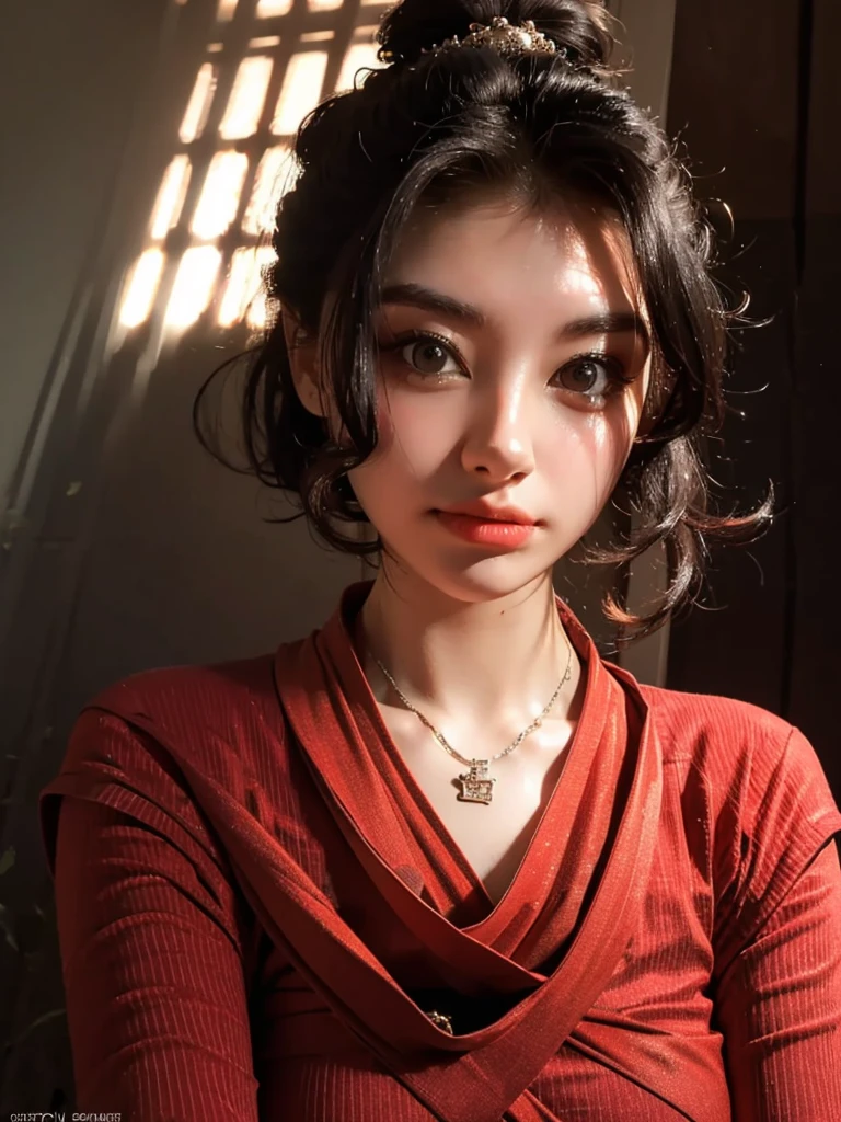 best quality, masterpiece, highres, 1girl, china hanfu,chinese architect background, red scarf, hair ornament,necklace, jewelry,Beautiful face,upon_body, tyndall effect,photorealistic, dark studio, rim lighting, two tone lighting,(high detailed skin:1.2), 8k uhd, dslr, soft lighting, high quality, volumetric lighting, candid, Photograph, high resolution, 4k, 8k, Bokeh,red dress girl