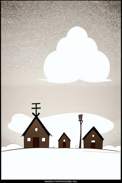 minimalist cartoon image.a village
