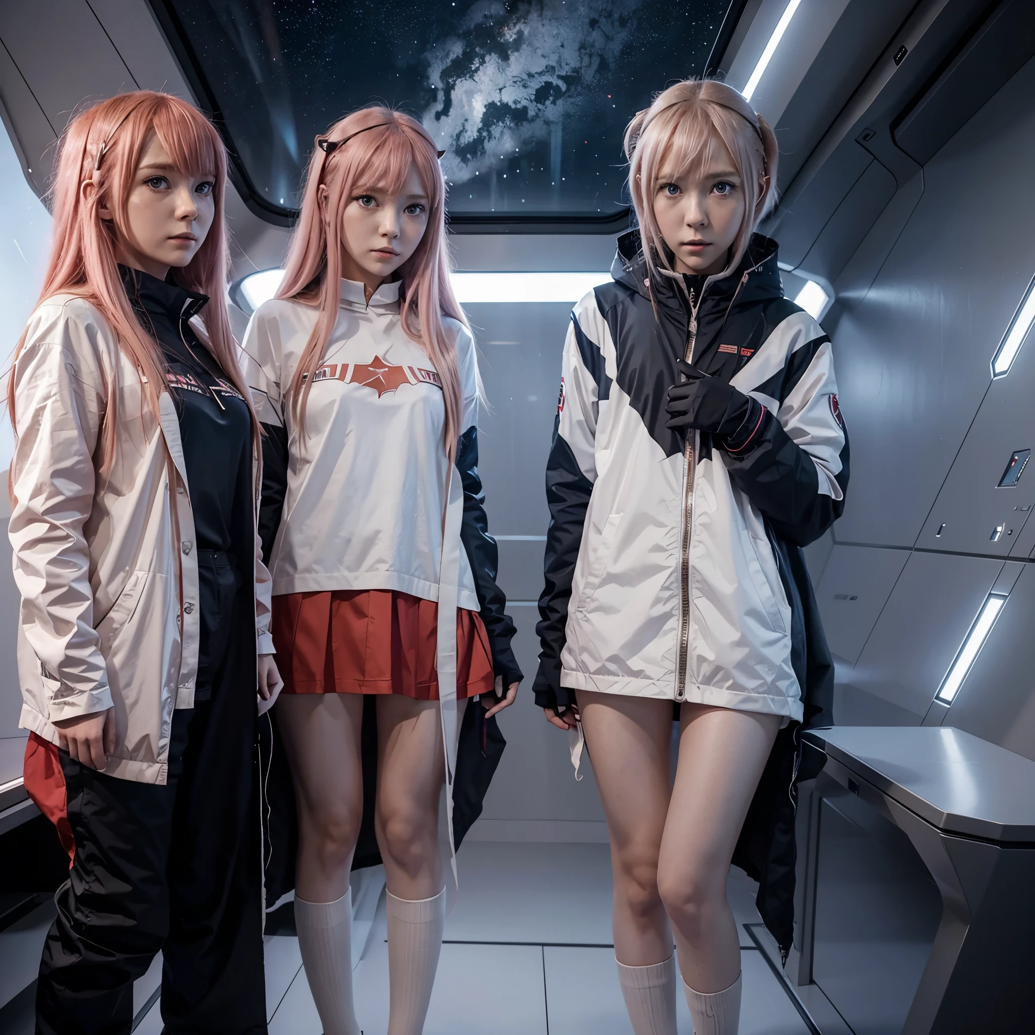 002 in the anime "darling in the franxx" in romantic - dramatic mode with sound "darling", in a spaceship