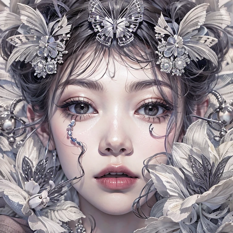 that'that'that'that'that'that'that'that'it's raining, c that、Hair Flow、 ((highest qualthaty、masterpiece、8k、Best image qualthaty、Ultra-high resolution、Award-winning works)、(Accurate anatomy:1.1)、(Look at me and smile:1.1)、Shining fair skin wthath Ultra-high resolution、The most detailed face、Ultra-high resolution detailed face、Ultra-high resolutionの髪の毛、(Ultra-high resolutionの煌めく瞳:1.1)、Beautiful face drawn in every detail、ancient gothic costume , Chest to chest, tattoo, Surrounded by lilies