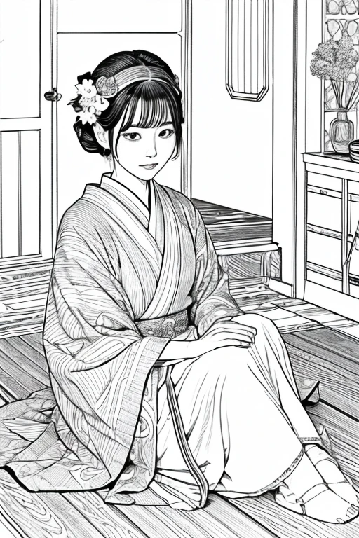 Maiko、For coloring books、20、An illustration
