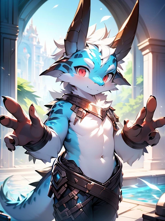 4k, high resolution, best quality, perfect colors, perfect shadows, perfect lighting, posted on e621, (by Chunie), male, furry, Dragon anthro, Red eyes, (Realistic eye details 1.2), abs, slim body, Perfect centralization, Fantastic Black-White beam, V0id3nergy, delight, Standing position, Abstract beauty, centre, Looking at the camera, Facing the camera, nearing perfection, Dynamic, highly detailed, Liso, sharp focus, 8K, A high resolution, illustration