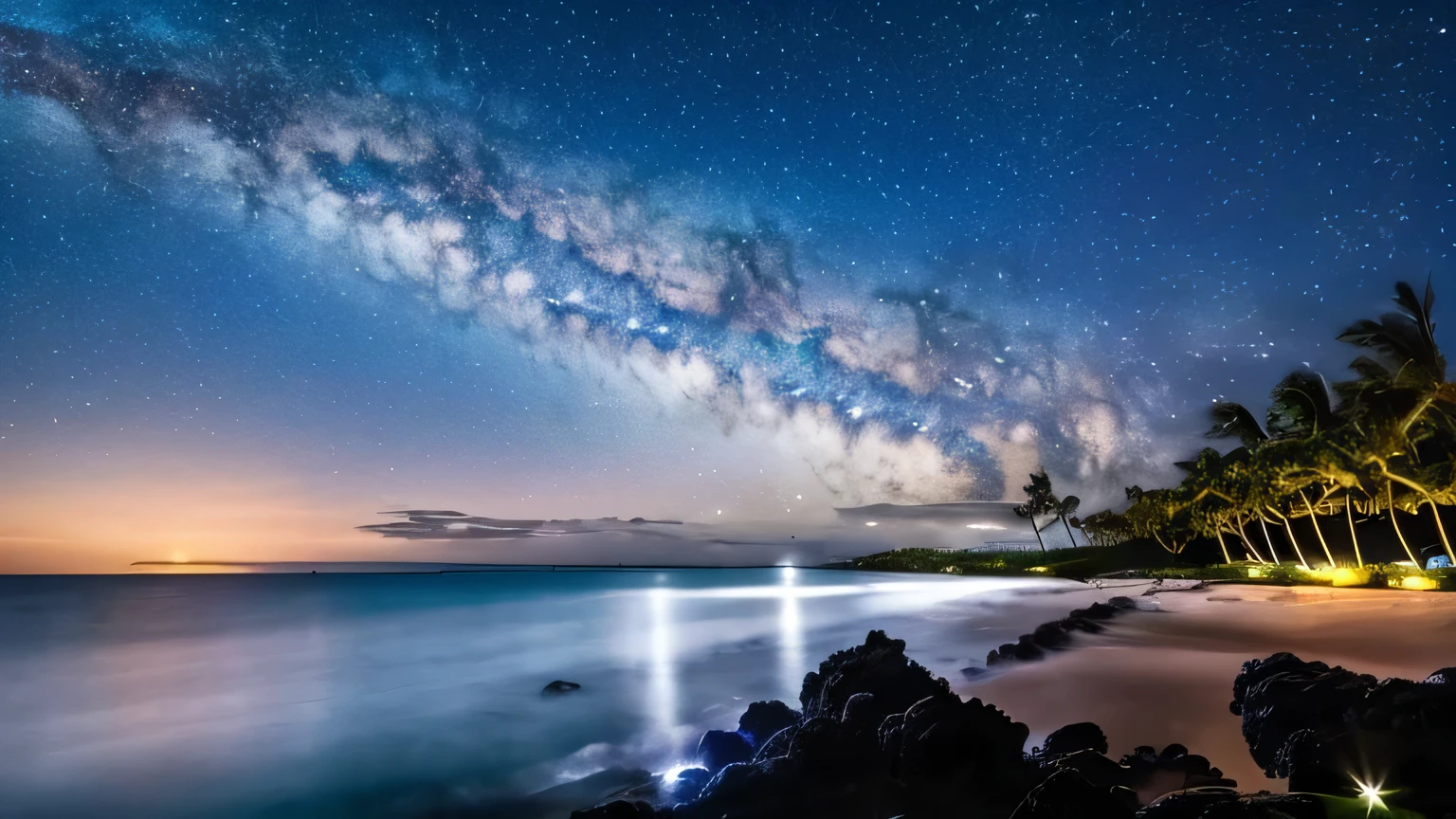 high resolution、Night Scenery、Milky Way、starry skies、Ocean、Hawaii、nature、Healing