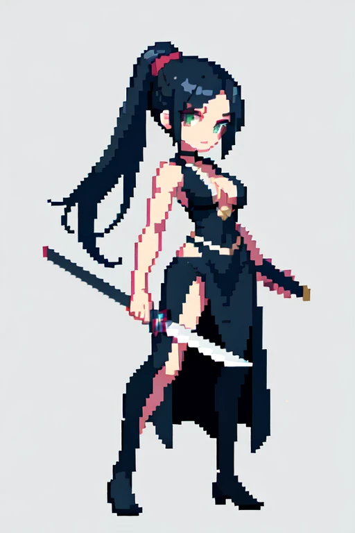 (masterpiece, top quality, best quality), pixel,pixel art,1girl,full body, holding katana sword
 