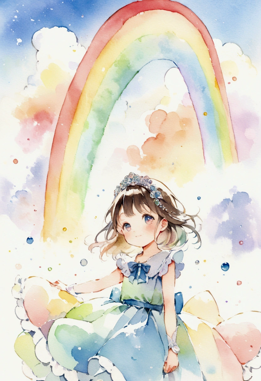 A rainbow in the blue sky　　Picture books　watercolor