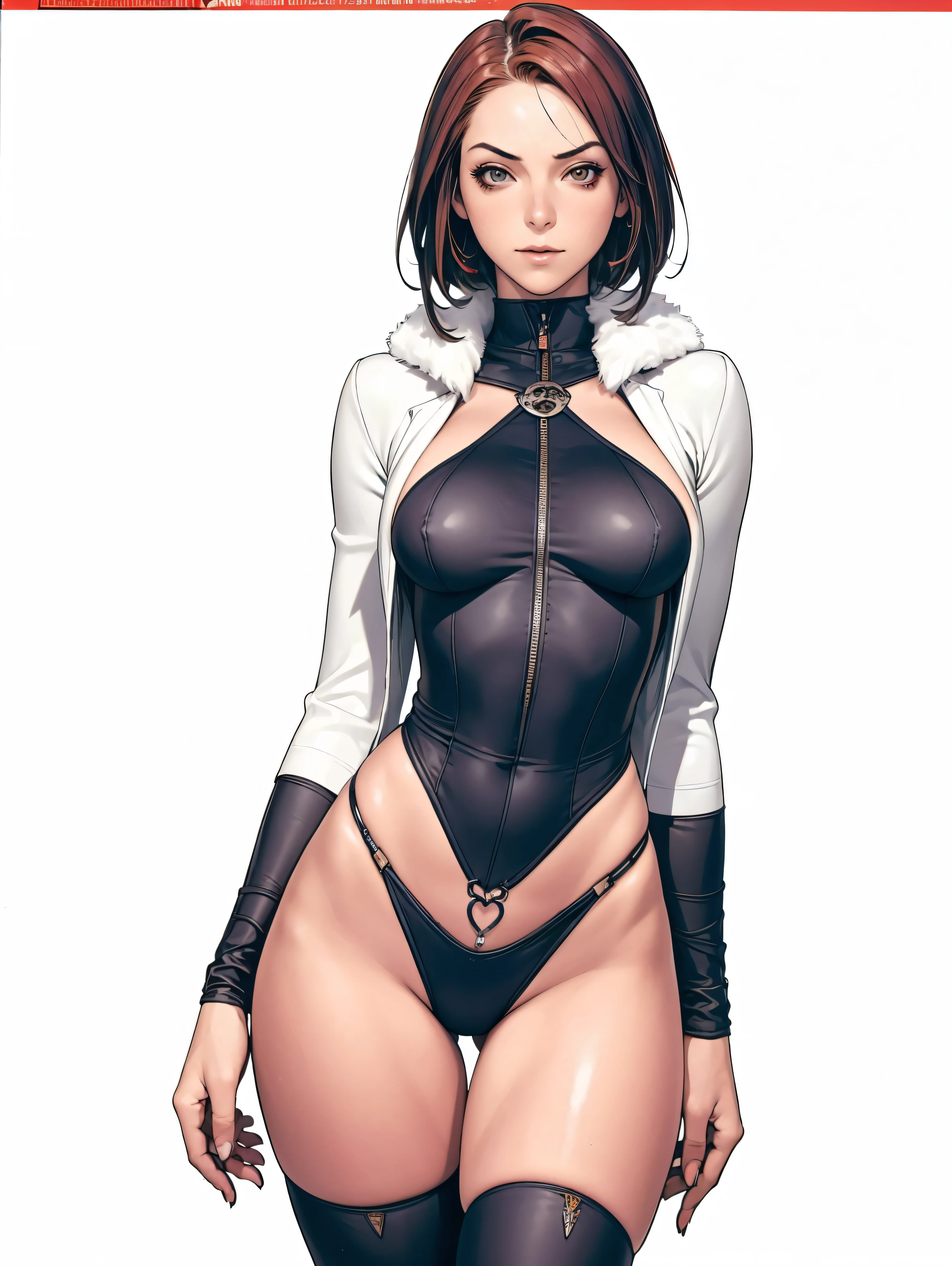 (((Annie Lennox))), (((colorful suit))), (scars), (((bandaged arms))), (((colorful clothes))) (( hood)), (((best quality: 1.4))), (Unbeatable masterpiece), (hyper HD),(CG 8k hyper-realistic), brave face, (((breasts big))), (((hyper feminine))), sexly girl, black tattoo,(ultra short red hair with white highlights)), ((( sculptural body ))), (((1 Kizi))), Kizi tatuada de 25 anos com perfect body,,Beautiful and well-groomed face,muscular body:1.2,solid color detailed jacket, (Head to thigh photos), Complex equipment, ,Tight clothes,With white stars and off-white stripes,,,,,Armor Metal Electronic Parts, Poison tattoos ) INFO, Kizi, (((standing alone))), , 24歳, sexy, pose de attitude, work of art, dancing, ((slight smile)), post-apocalypse, (((manga style))), bounty hunter, the way you want, perfect body, roupa moderna, advanced technology, white, yellow accent, black, red accent, fur collar jacket, sleeves with vertical striped pattern, background city, (( cowboy shot )). intricate visual, narrow waist, (((wide hips))), wide hips, fit thighs, (((thigh gap))), Thigh gap, background shows a futuristic airplane