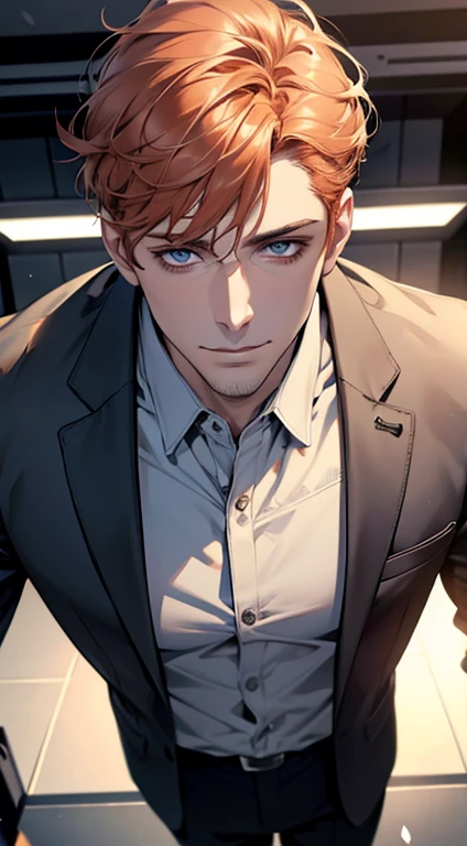(best quality,4k,8k,highres,masterpiece:1.2),ultra-detailed,(realistic,photorealistic,photo-realistic:1.37),1 man,31 years old,mature man,very handsome,without expression,smile,short grey b
Orange hair,blue eyes,penetrating gaze,perfect face without errors,imposing posture,businessman,office background,cinematic lighting,hdr image