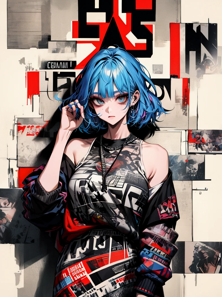 (masterpiece: 1.2, Highest quality), (live-action, Intricate details), (1 Female, alone, Upper Body, Big Breasts) clothing: sharp, stylish, nice, Fashionable, Non-standard, Avant-garde, Experimental Appearance: shaved head or Boldな hair color, Stunning makeup, Unconventional fashion choices, Arm tattoos behavior: restive, Non-conformist, Provocative venues: Urban Arts District, Hobbies of the underground music scene: punkショーに参加する, Creating mixed media art, Experiment with the values of different subcultures: personality, credibility, Creative Expression Sources of Inspiration: punk, A symbol of counter culture, Avant-garde art movements Character traits: Boldな, Bold, Non-standard.