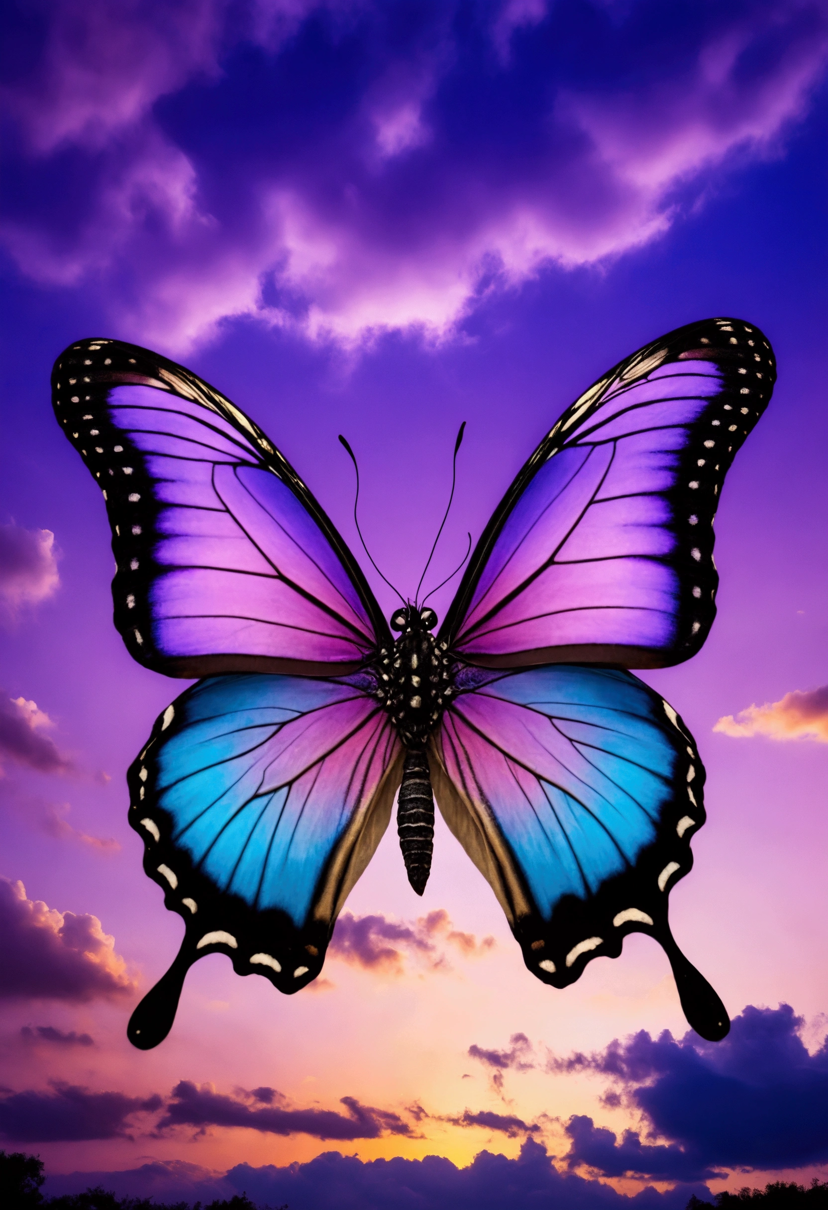 butterfly in purple sky