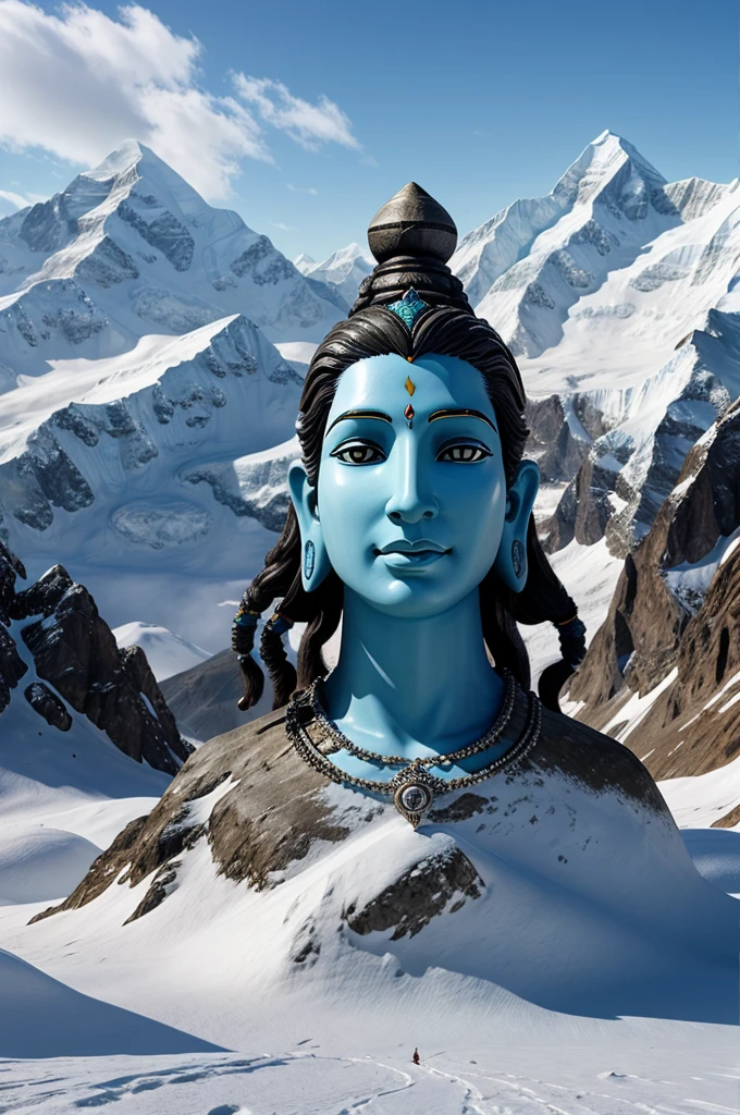 Creat a 3D image of lord Shiva, mountains of Himalaya