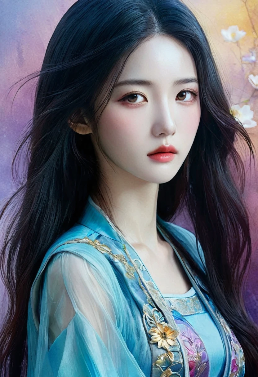 <(Digital watercolor Illustration of a (oriental beauty), by JB, Waterhouse, Carne Griffiths, Minjae Lee, Ana Paula Hoppe, Stylized watercolor art, Intricate, Complex contrast, HDR, Sharp, soft Cinematic Volumetric lighting, flowery pastel colours, wide long shot, perfect masterpiece:):1.0, ((full body)), looking into distance,
<(detailed matte painting, deep color, fantastical, intricate detail, splash screen, complementary colors, fantasy concept art, 8k resolution trending on Artstation Unreal Engine 5):0.9,