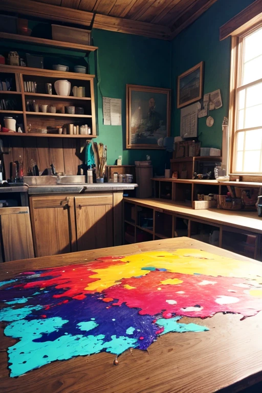 Your Palette - **overview**: Paint the truth with your palette。
- **picture**: Inside the atelier、Mr.々A table splattered with colorful paints。