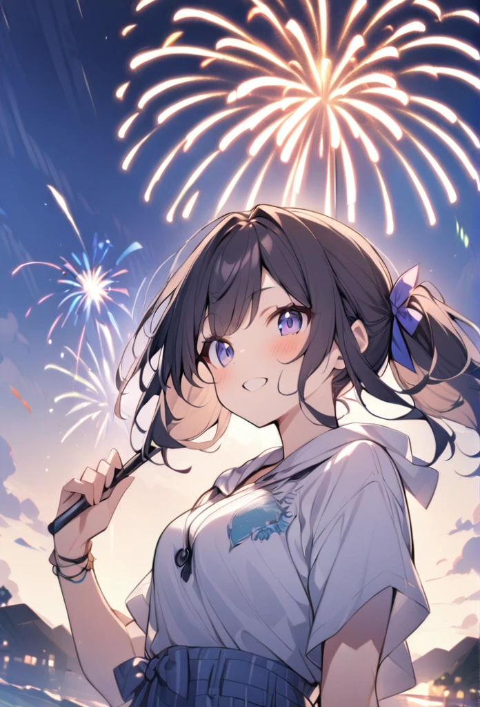 One girl, summer、firework