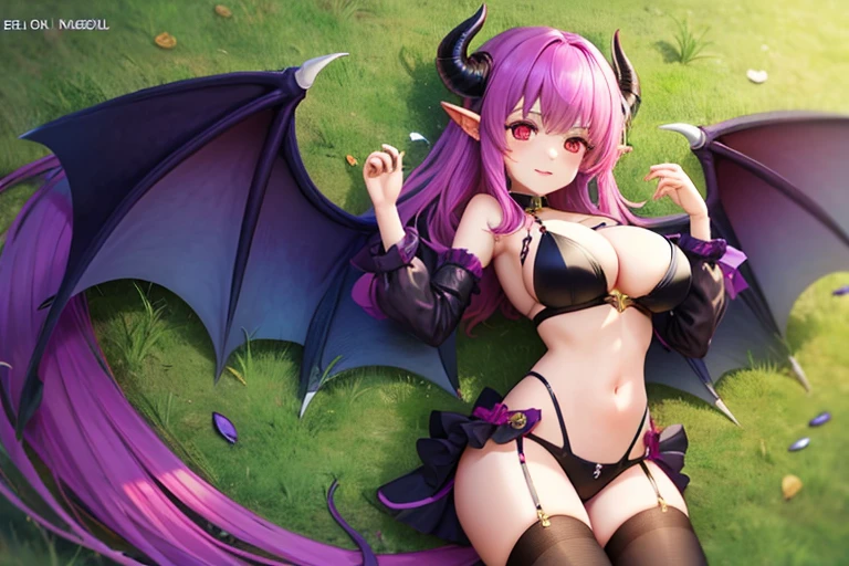 1 girls,solo,demon girl,succubus,breast expansion