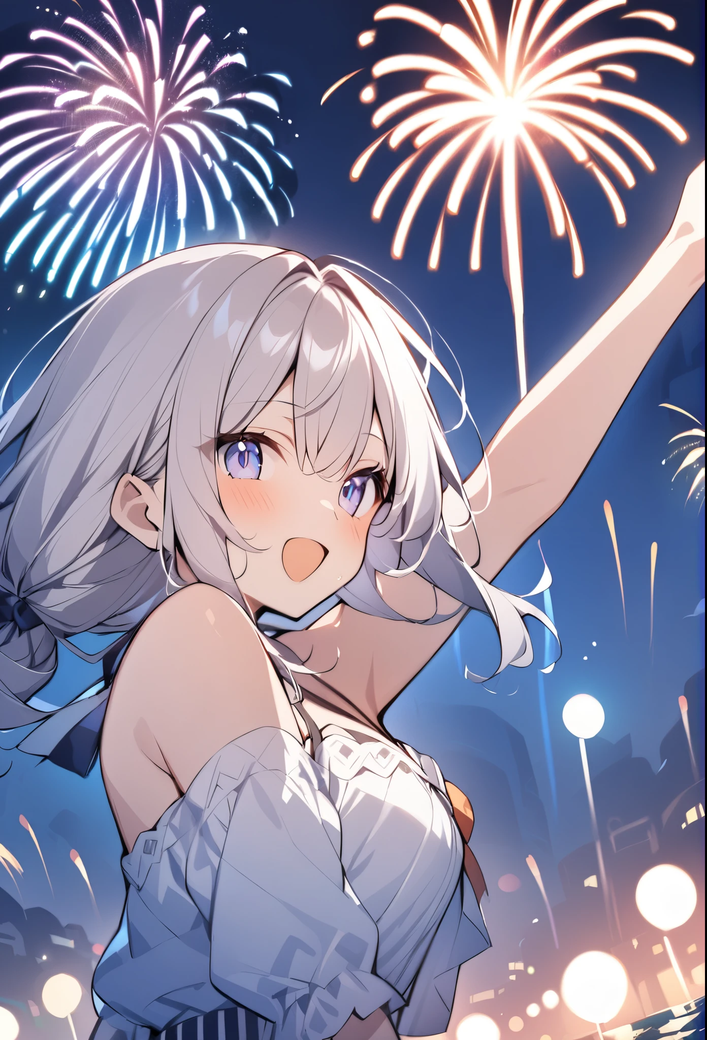 One girl, summer、firework