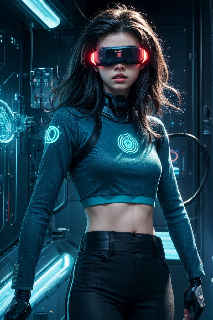 best quality, head-mounted display,
Percy Jackson as a Cyborg, surrounded by azure neon, NodesTech mascara, NodesTech headdress, ethereal hair, wearing crop top cyborg armor
BREAK sci-fi background, detailed background,  azure neon background, data space