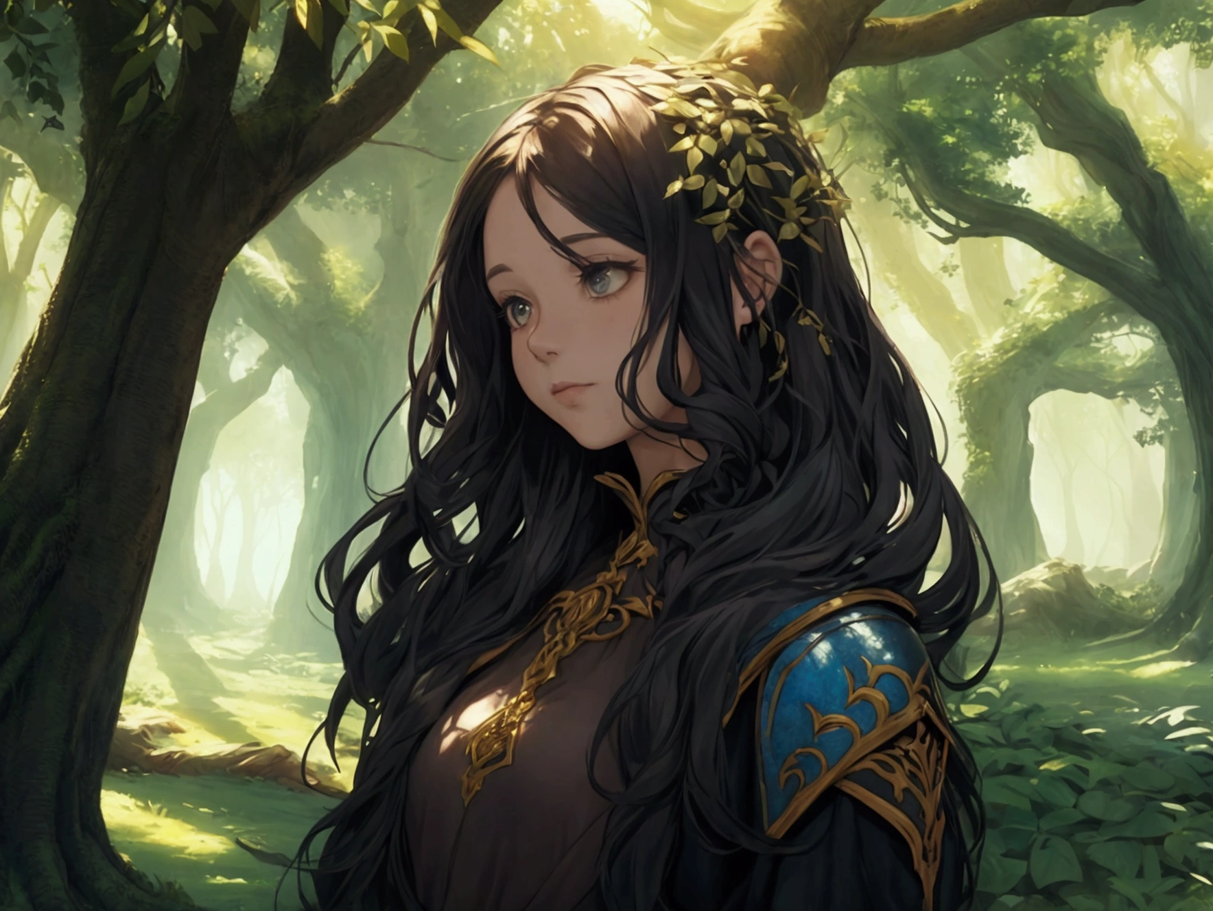 Whispers of the Grove, fantasy song, ambient album cover, max detail, masterpiece, 