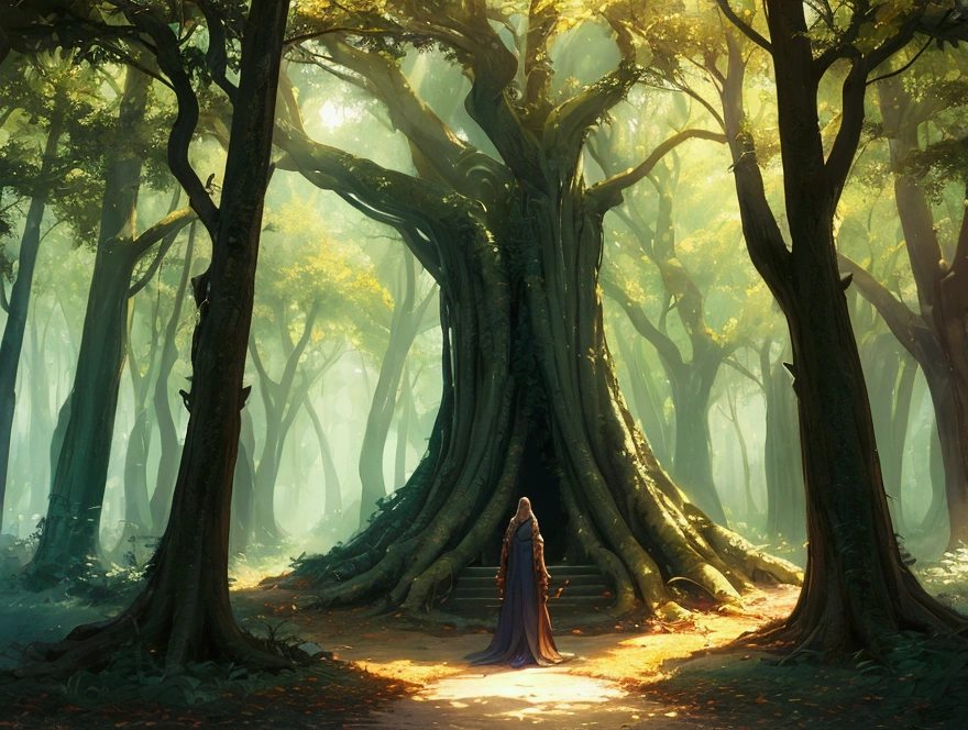 Whispers of the Grove, fantasy song, ambient album cover, max detail, masterpiece,