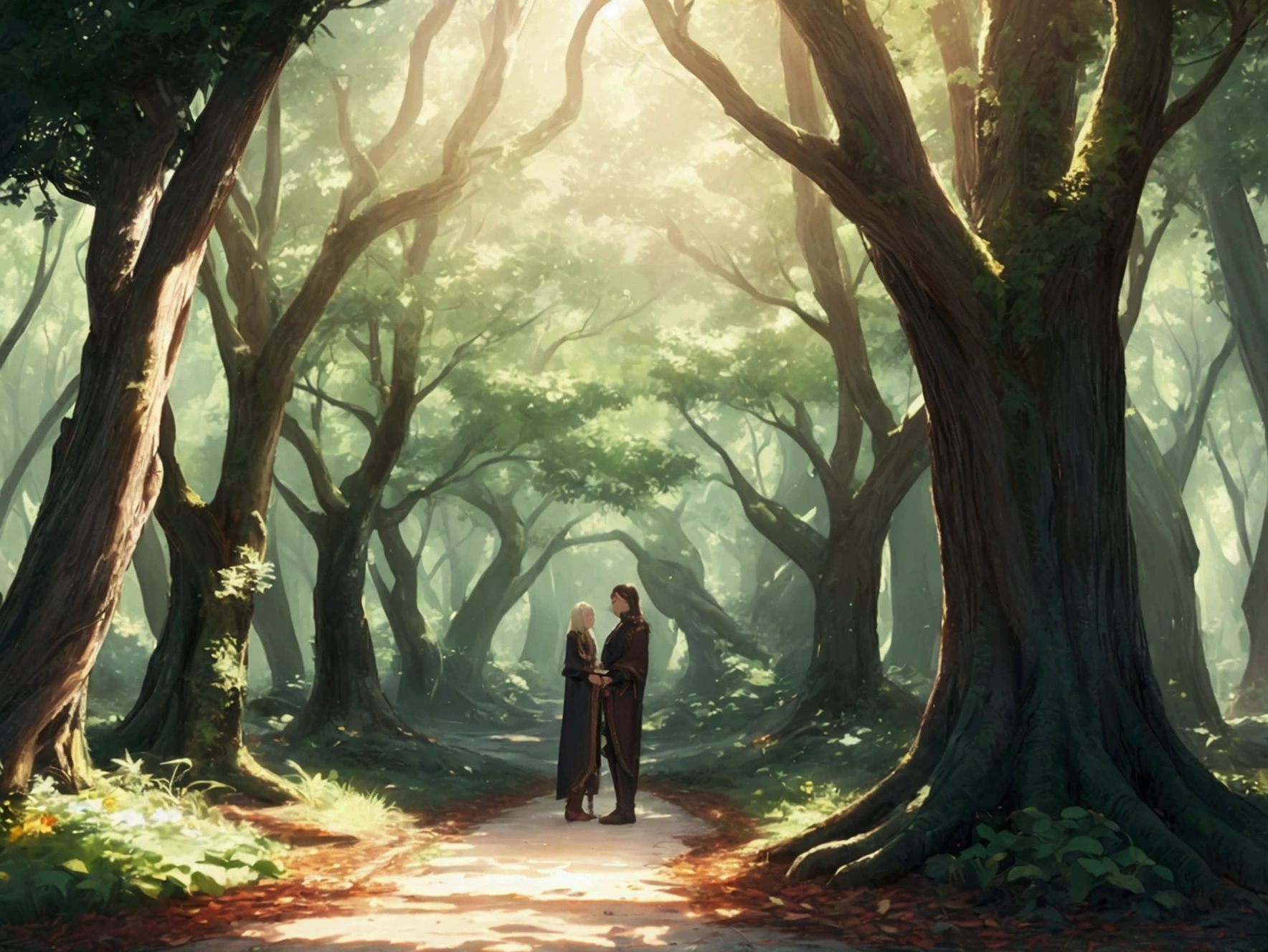 Whispers of the Grove, fantasy song, ambient album cover, max detail, masterpiece, 