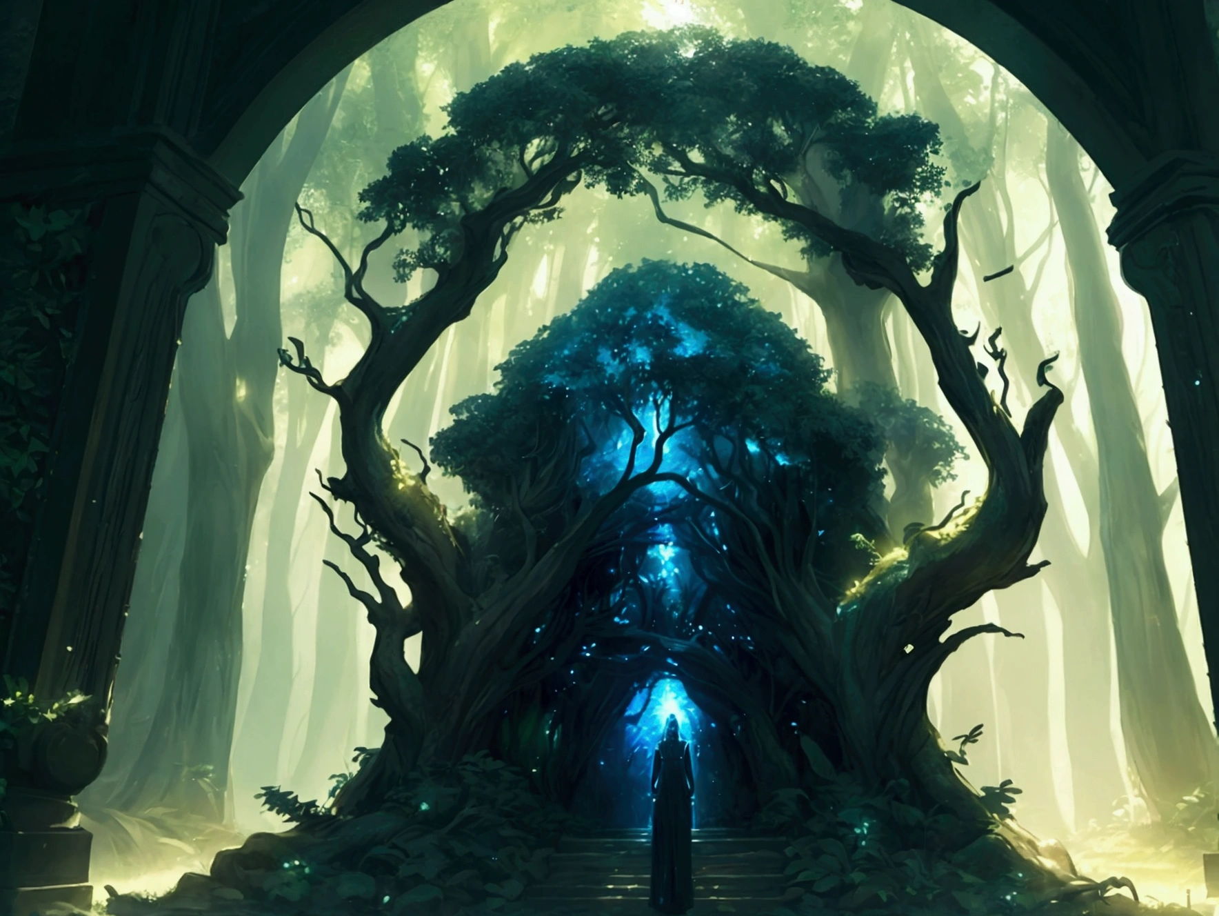 Whispers of the Grove, fantasy song, ambient album cover, max detail, masterpiece,