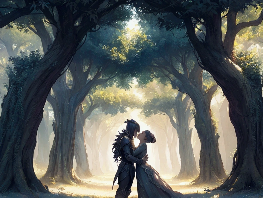 Whispers of the Grove, fantasy song, ambient album cover, max detail, masterpiece,