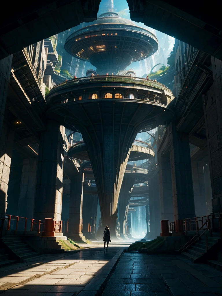 Best Quality，8k，Huge underground city，Underground Labyrinth，Anime Art，mysterious，Super huge structure，Super huge torii，Multidimensional，A world beyond imagination，High Dimension，Fantasy，Different space，Nature，romantic，A world beyond imagination，Dream world，Huge river，masterpiece，最高masterpiece，perfection，