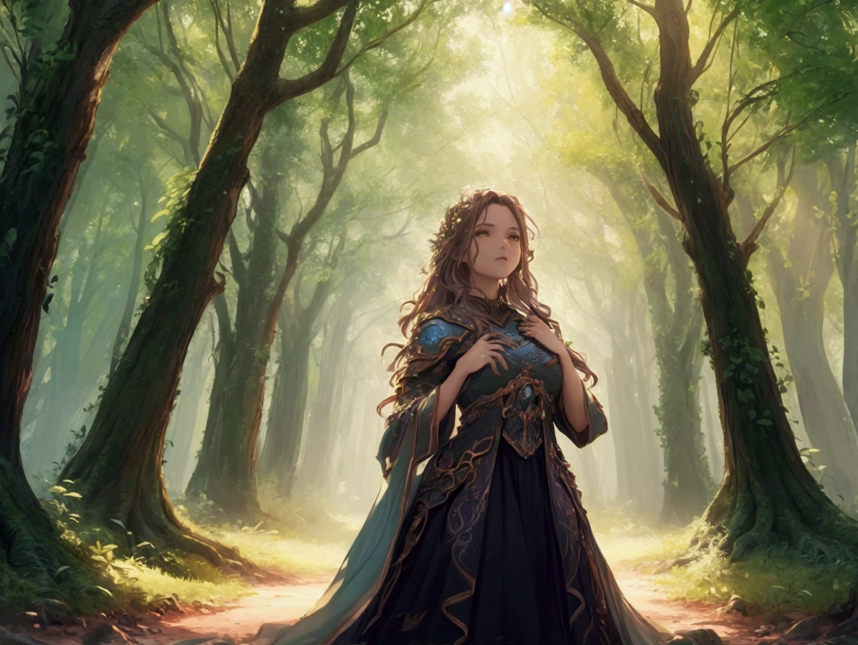 Whispers of the Grove, fantasy song, ambient album cover, max detail, masterpiece, 8K, max quality