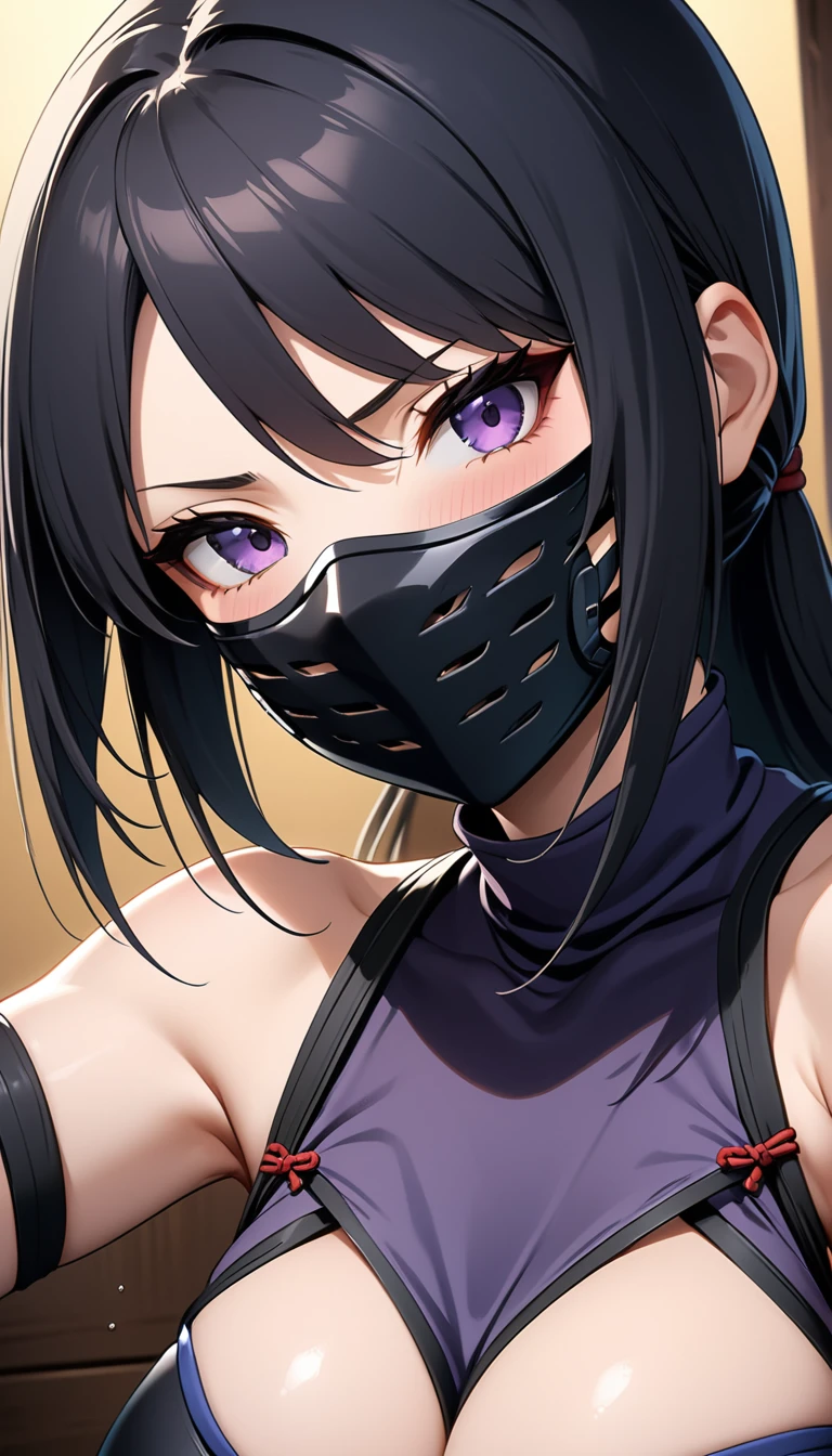 (Highest quality、Masterpiece、Very detailed、4K)、One Woman、、(Female Ninja)、(Female ninja)、Black Mask