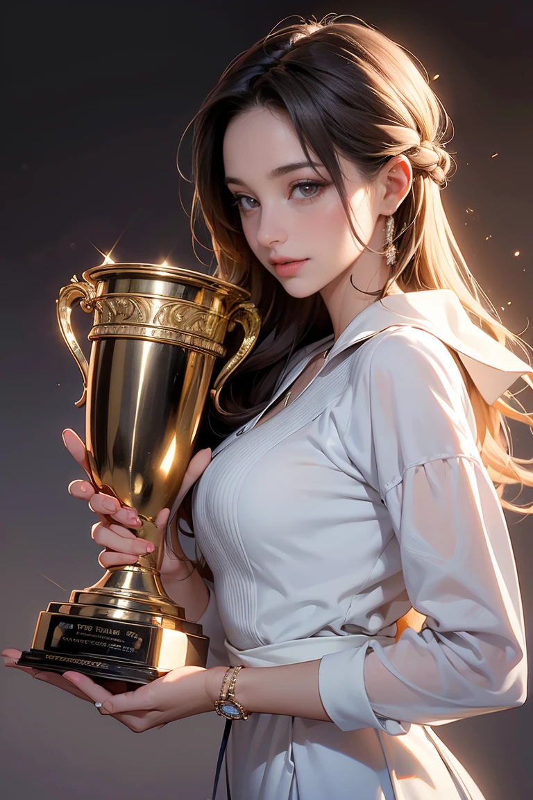 ((Masterpiece, top quality, high resolution, highly detailed CG unified 8K wallpaper)), solo, araffe woman kissing a trophy on a tennis court, martina fackova, simona sbaffi is the captain, magdalena radziej, by January Suchodolski, wining, medium detail, expressions of joy and excitement, celebrating, in detail, detail, serena malyon, best shot,