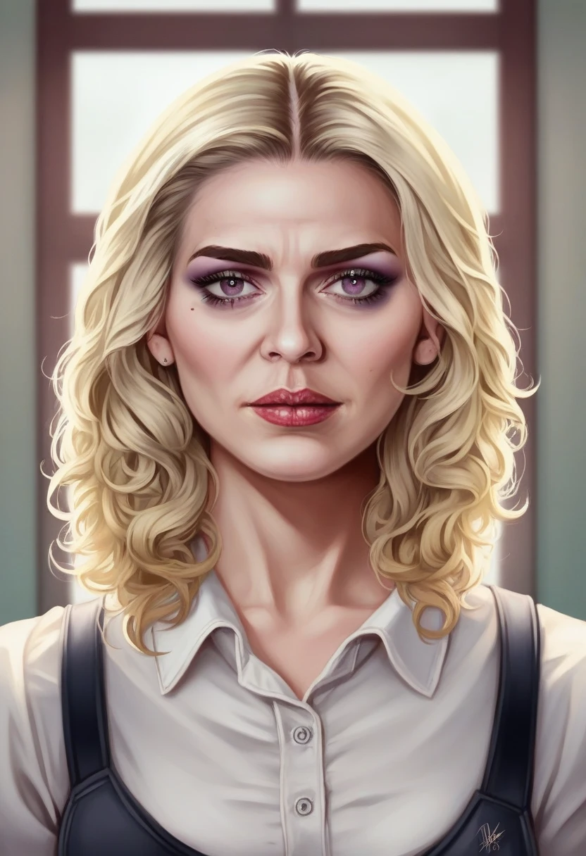 A beautiful young woman with long blonde hair and a white blouse, a surrealist portrait inspired by João Artur da Silva, with a window frame, a portrait of Margot Robbie, Margot Robbie's face, Margot Robbie as a neon operator, Margot Robbie in GTA V, a pretty Margot Robbie as a vampire, Margot Robbie as a Greek goddess, (best quality,4k,8k,highres,masterpiece:1.2),ultra-detailed,(realistic,photorealistic,photo-realistic:1.37),HDR,UHD,studio lighting,ultra-fine painting,sharp focus,physically-based rendering,extreme detail description,professional,vivid colors,bokeh,portraits,surrealism