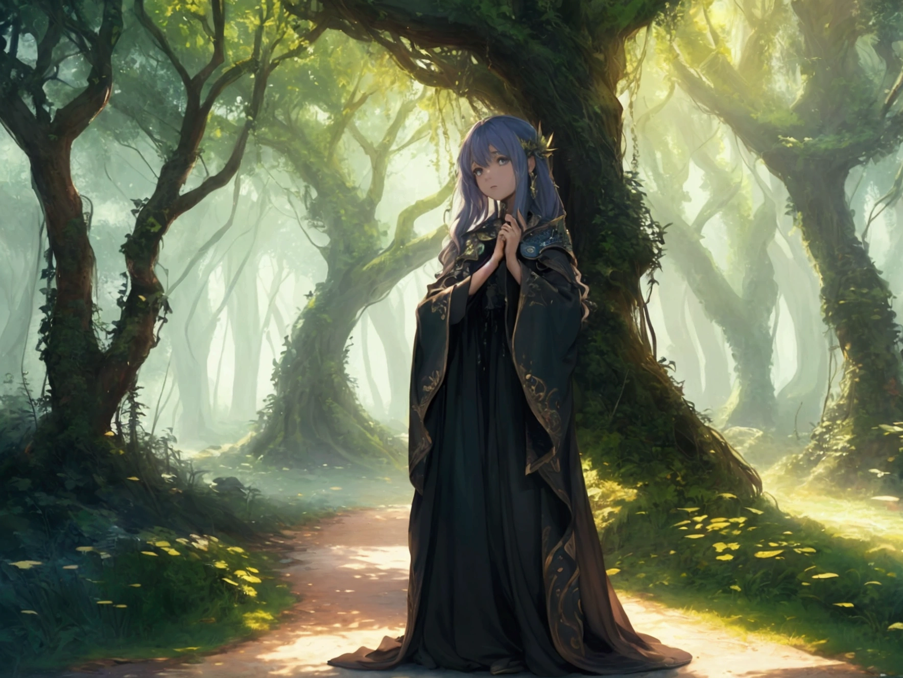 Whispers of the Grove, fantasy song, ambient album cover, max detail, masterpiece, 8K, max quality