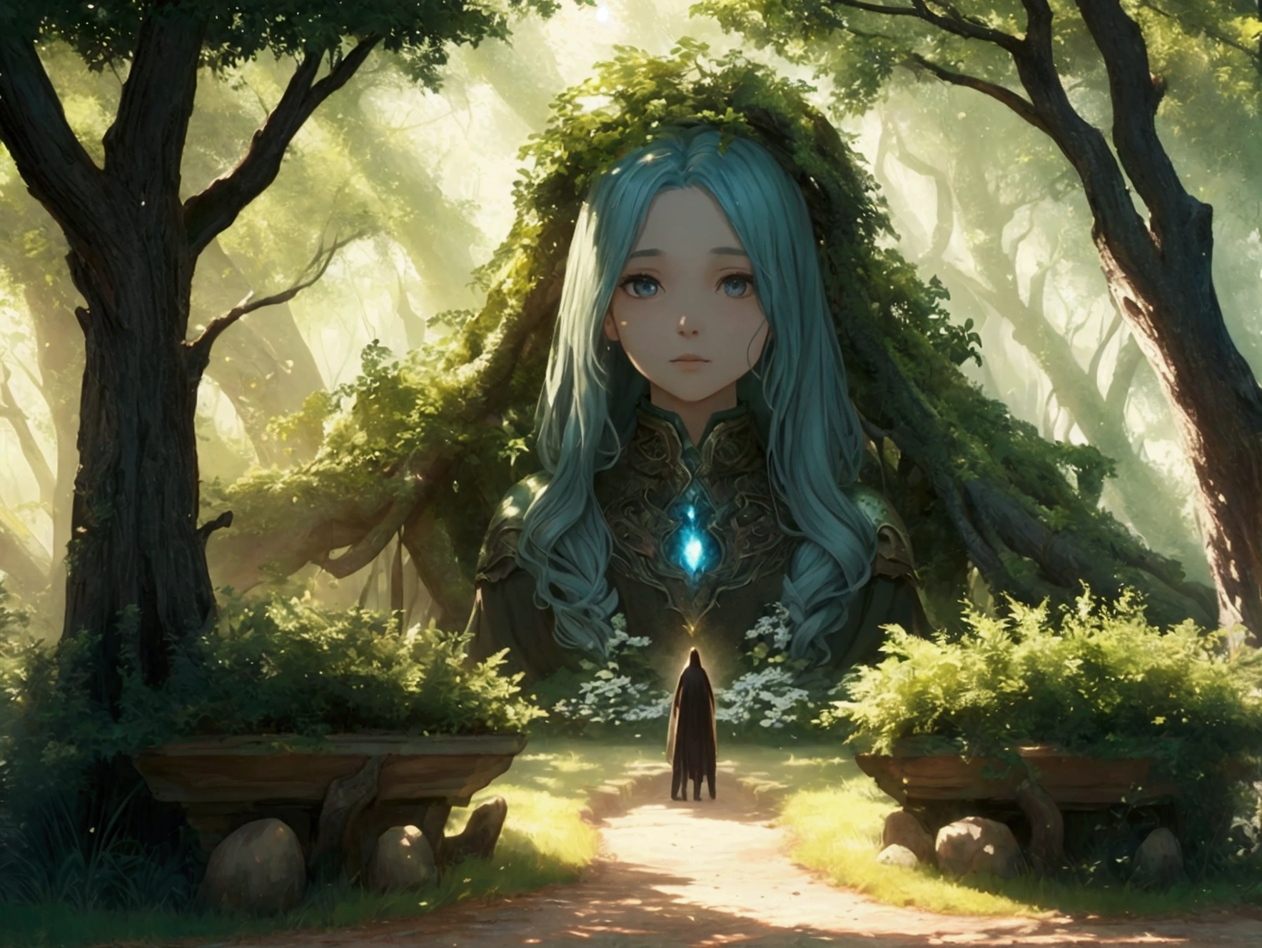 Whispers of the Grove, fantasy song, ambient album cover, max detail, masterpiece, 8K, max quality