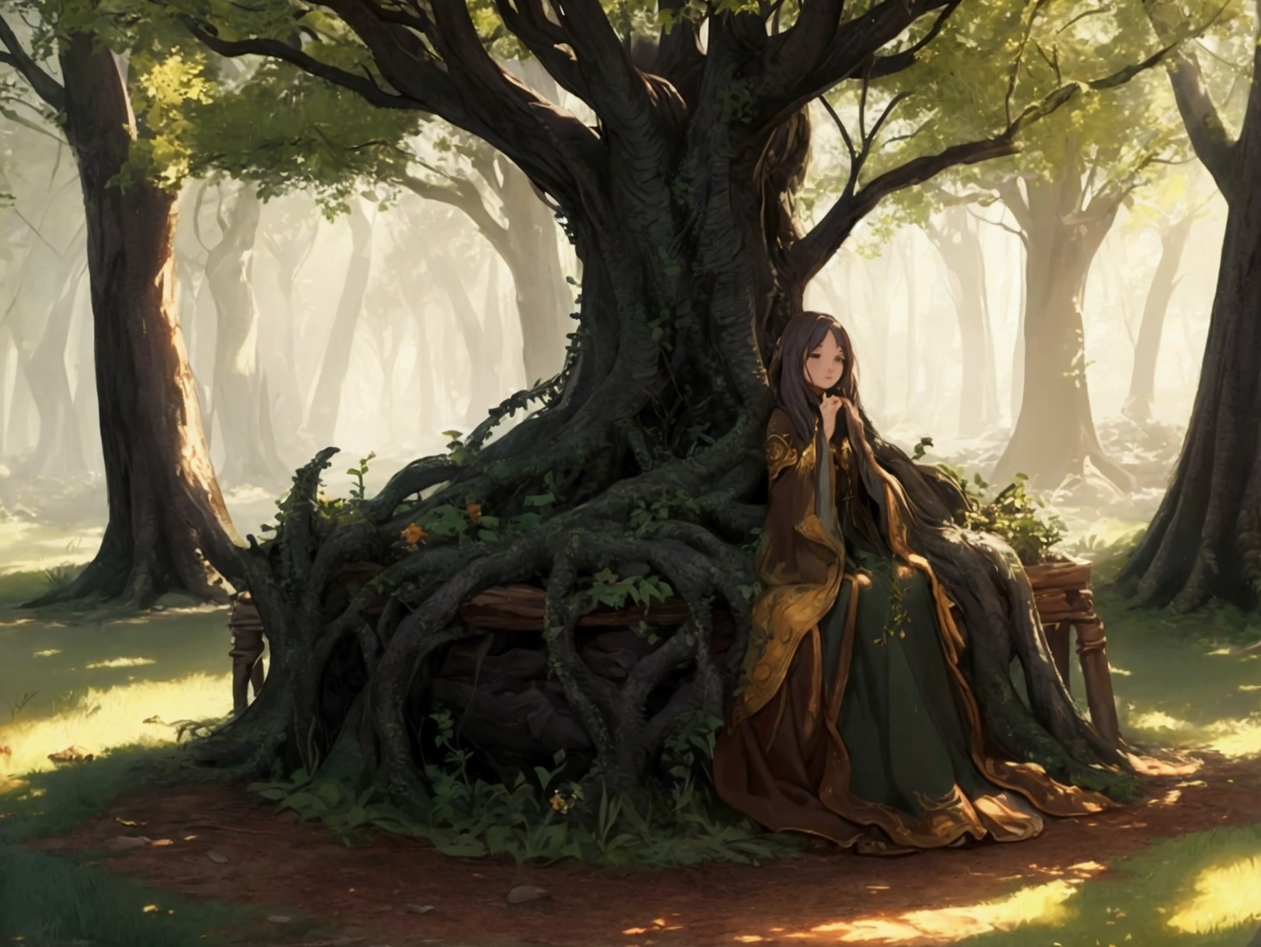 Whispers of the Grove, fantasy song, ambient album cover, max detail, masterpiece, 8K, max quality