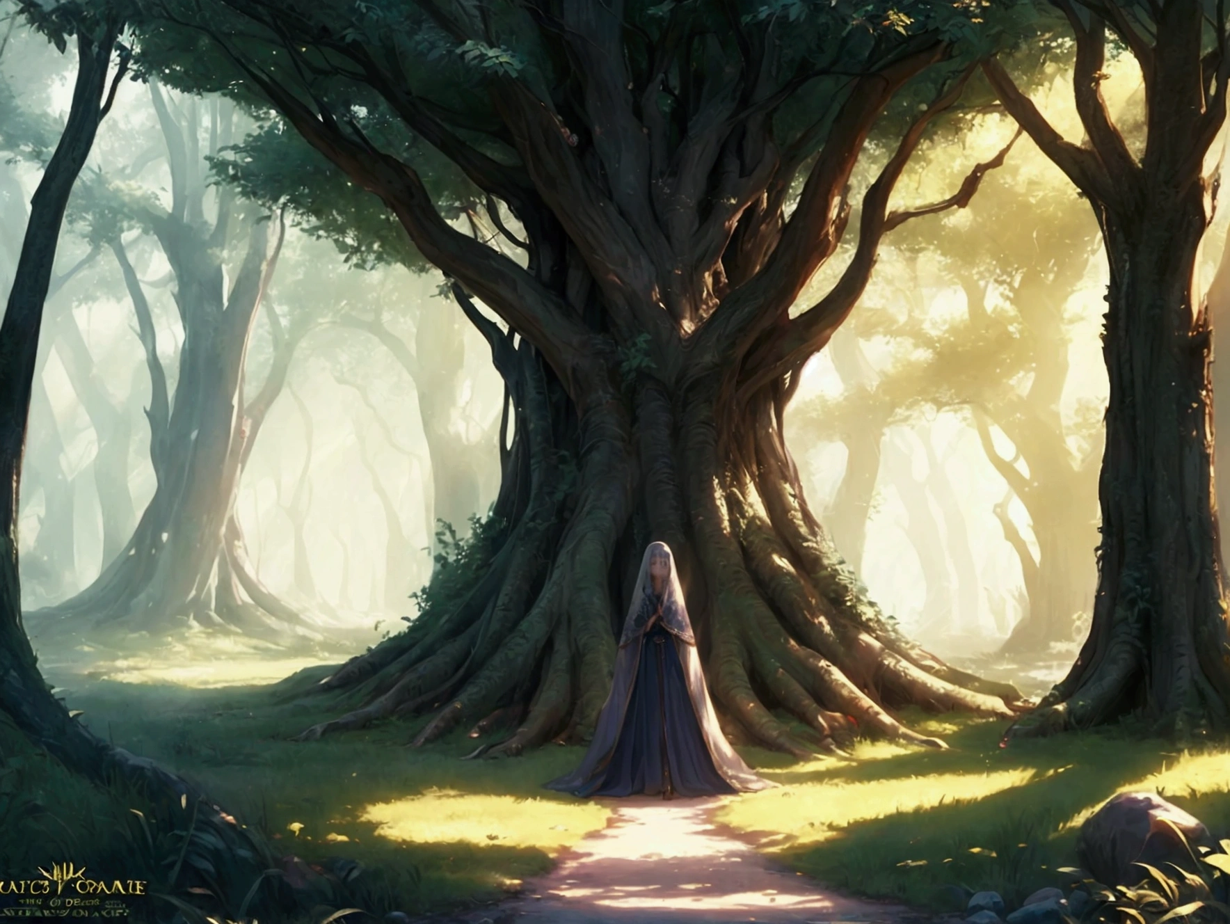 Whispers of the Grove, fantasy song, ambient album cover, max detail, masterpiece, 8K, max quality