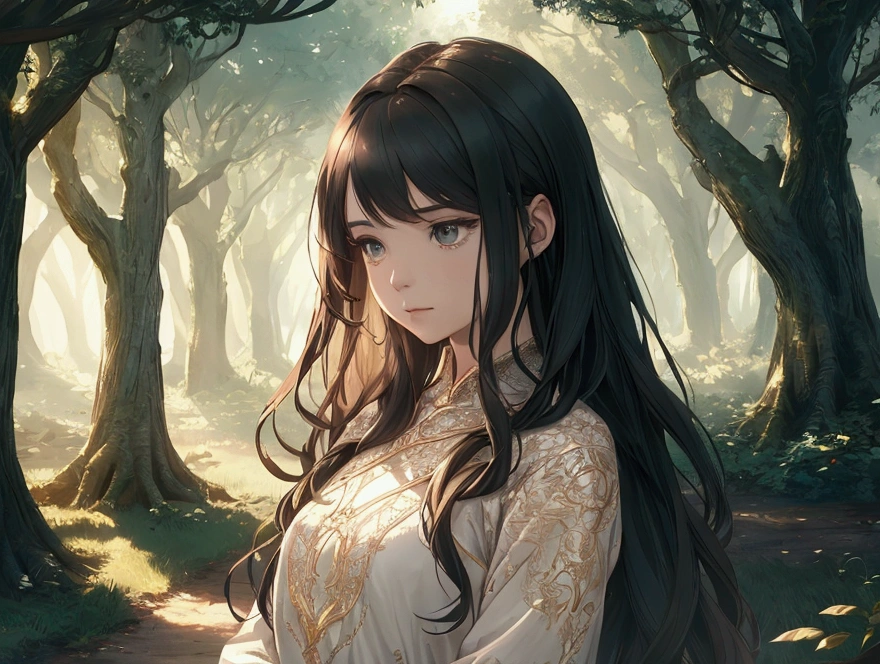 Whispers of the Grove, fantasy song, ambient album cover, max detail, masterpiece, 8K, max quality