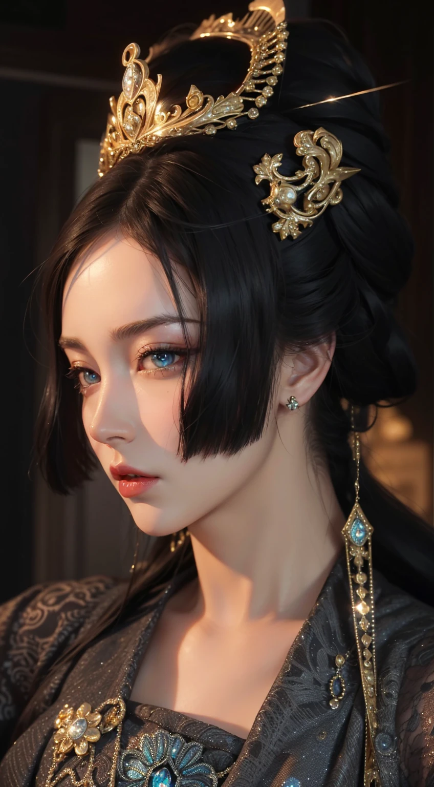 Royal sisters,Exquisite eyes,Frozen queen,Put the crown on your head,Detailed facial expressions body,tall and big,Glamorous characters,Leg length,4K,HD,Sensual,White translucent lace,白皙Full figure,Little cherry mouth,Beautiful and lovely,Full figure,Glossy Gel Coat,Vampire Queen in luxurious gown,Have a tattoo(Intricate tattoo designs),Ice Princess,Rich facial details,16 Year Old Angel,Eyes are blue(Pupils as deep as the starry sky),Gold print clothes