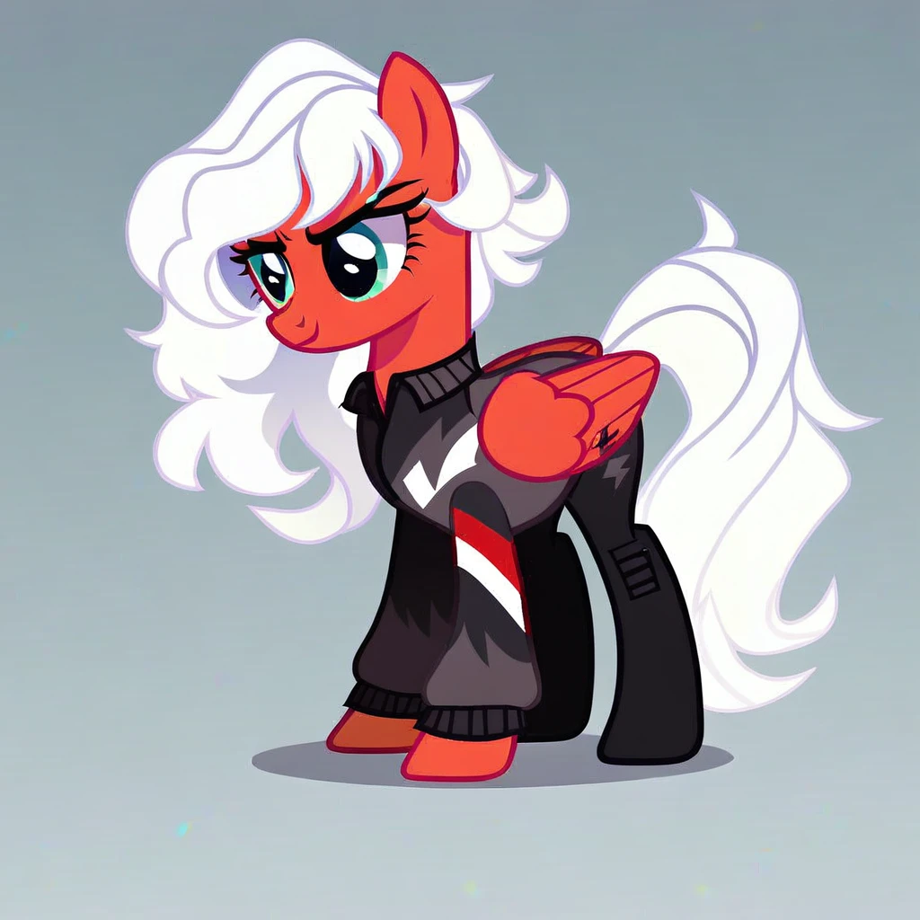 score_9, score_8_up, score_7_up, score_6_up, score_5_up, score_4_up, show accurate, full body, simple background, feral pony, female pony, beautiful appearance, outfit, competitive look, cutiemarck of a cloud with lightning, pegasus, original character