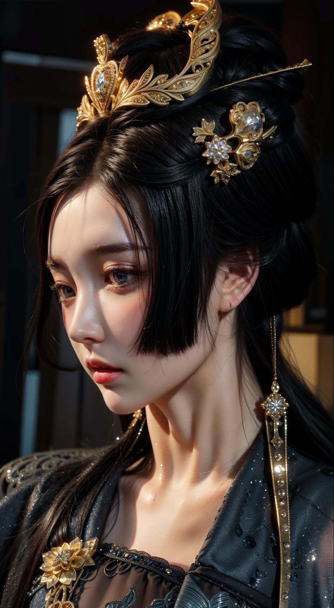 Royal sisters,Exquisite eyes,Frozen queen,Put the crown on your head,Detailed facial expressions body,tall and big,Glamorous characters,Leg length,4K,HD,Sensual,White translucent lace,白皙Full figure,Little cherry mouth,Beautiful and lovely,Full figure,Glossy Gel Coat,Vampire Queen in luxurious gown,Have a tattoo(Intricate tattoo designs),Ice Princess,Rich facial details,16 Year Old Angel,Eyes are blue(Pupils as deep as the starry sky),Gold print clothes