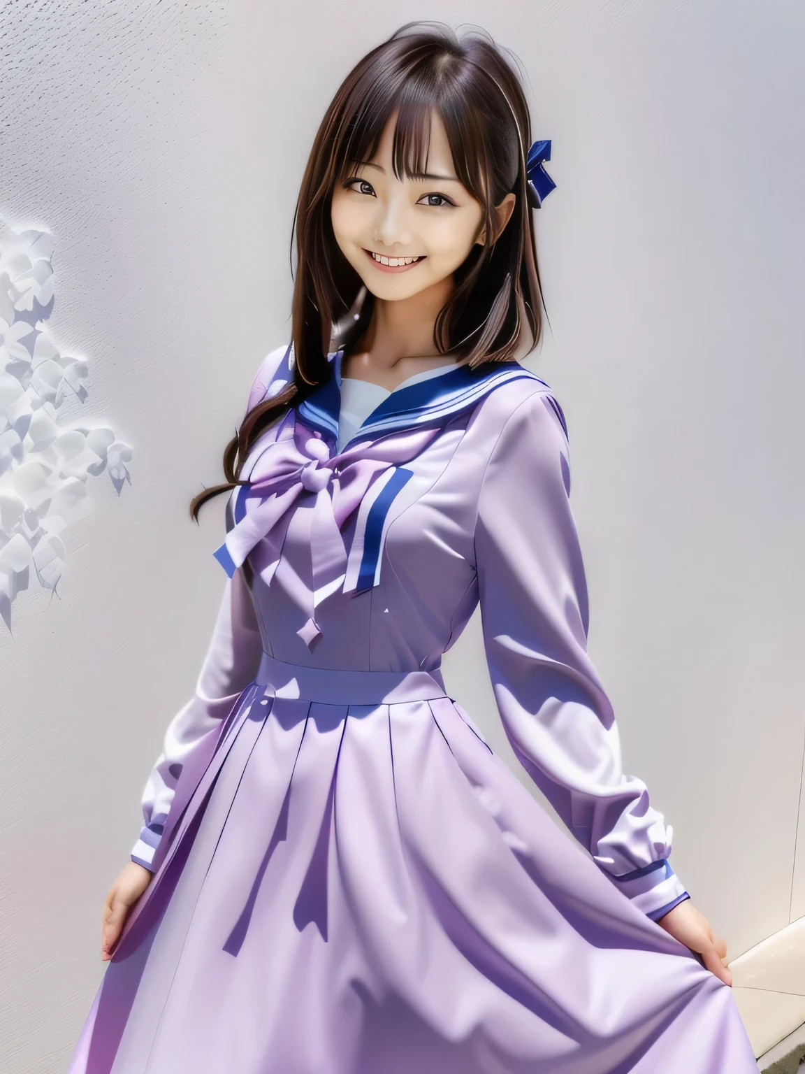 A woman in a dress posing for a photo, Written by Ayami Kojima, Chiho, Shikamimi, harumi, In a dress, narumi kakinouchi, Hole in the Motto, seifuku, Also, Sakura Kinomoto, Yoshitomo Nara, tsubasa hanekawa, Face that faithfully reproduces the face of LoRA, High resolution, Very detailed, Natural Bangs, highest quality