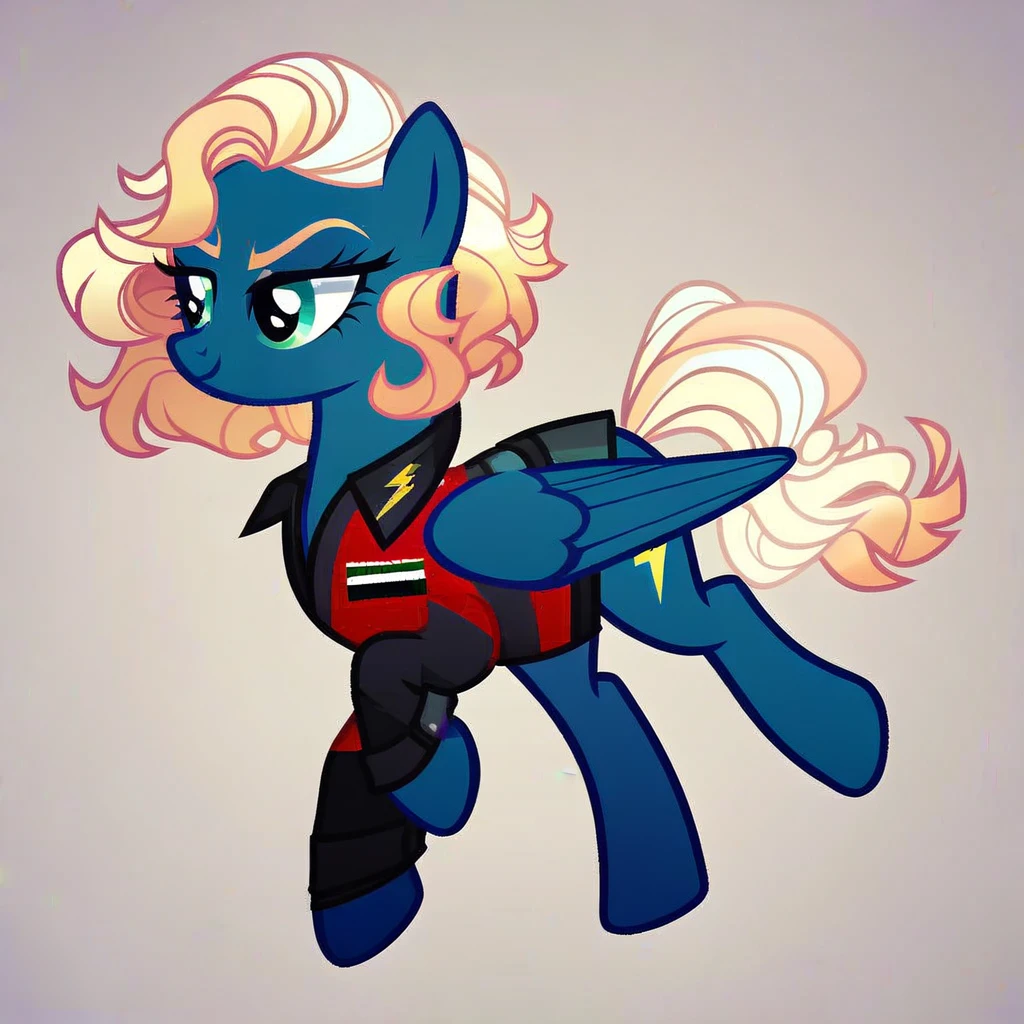 score_9, score_8_up, score_7_up, score_6_up, score_5_up, score_4_up, show accurate, full body, simple background, feral pony, female pony, beautiful appearance, outfit, competitive look, cutiemarck of a cloud with lightning, pegasus, original character
