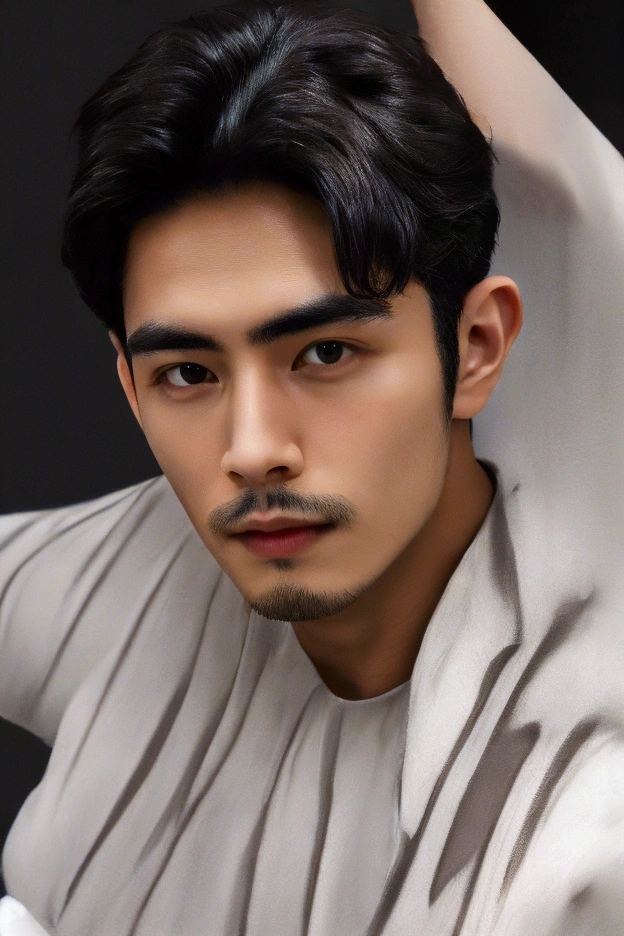 Face-centered、Deep-set eyelids、Ultra detailed face, Highly detailed lips, Detailed eyes,Short beard,Short moustache,sense of cleanliness,Muscular