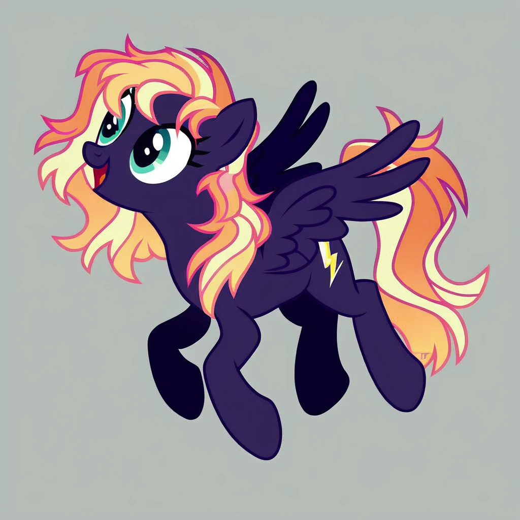 score_9, score_8_up, score_7_up, score_6_up, score_5_up, score_4_up, show accurate, full body, simple background, feral pony, female pony, cute appearance, competitive look, cutiemarck of a cloud with lightning, pegasus, original character