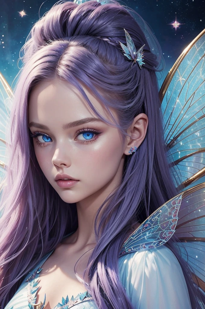 Masterpiece, RAW photo, hyper photorealistic, Beautiful alien girl with a lot of purple hair, on a far fantastic planet, cosmic landscape, cute sexy, highly detailed, sci-fi aesthetic, fantasy aura, unearthly vegetation, by rutkowski, hdr, intricate details, hyperdetailed, cinematic, depth of field, rim light
