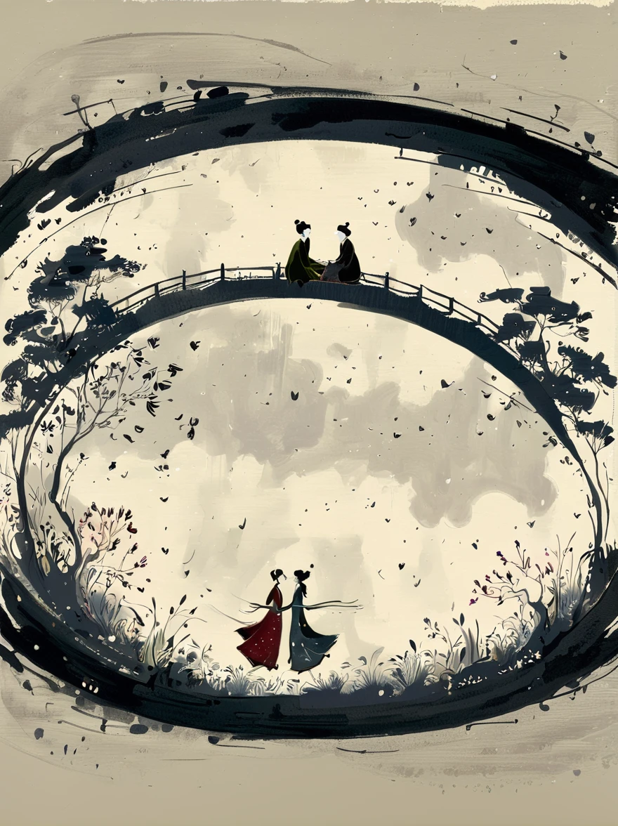 (n style of Wu Guanzhong:1.9), concept art ink wash painting of romantic Qixi Festival a chinese boy and girl in hanfu . love story of Weaver Girl and Cowherd, magpie bridge, and starry reunions . monochromatic, loose, fluid, expressive, delicate,colorful . digital artwork, illustrative, painterly, matte painting, highly detailed
