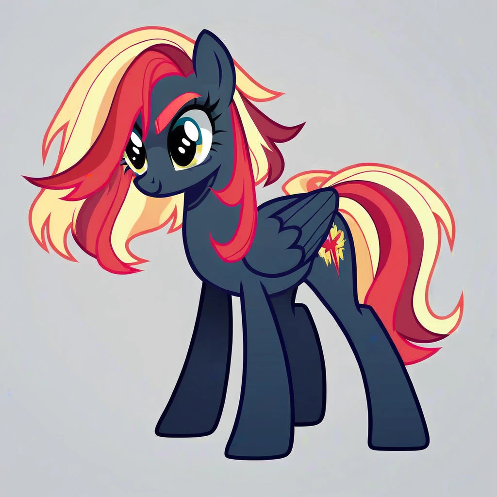 score_9, score_8_up, score_7_up, score_6_up, score_5_up, score_4_up, show accurate, full body, simple background, feral pony, female pony, beautiful appearance, in a cute outfit, cutiemarck, pegasus, original character