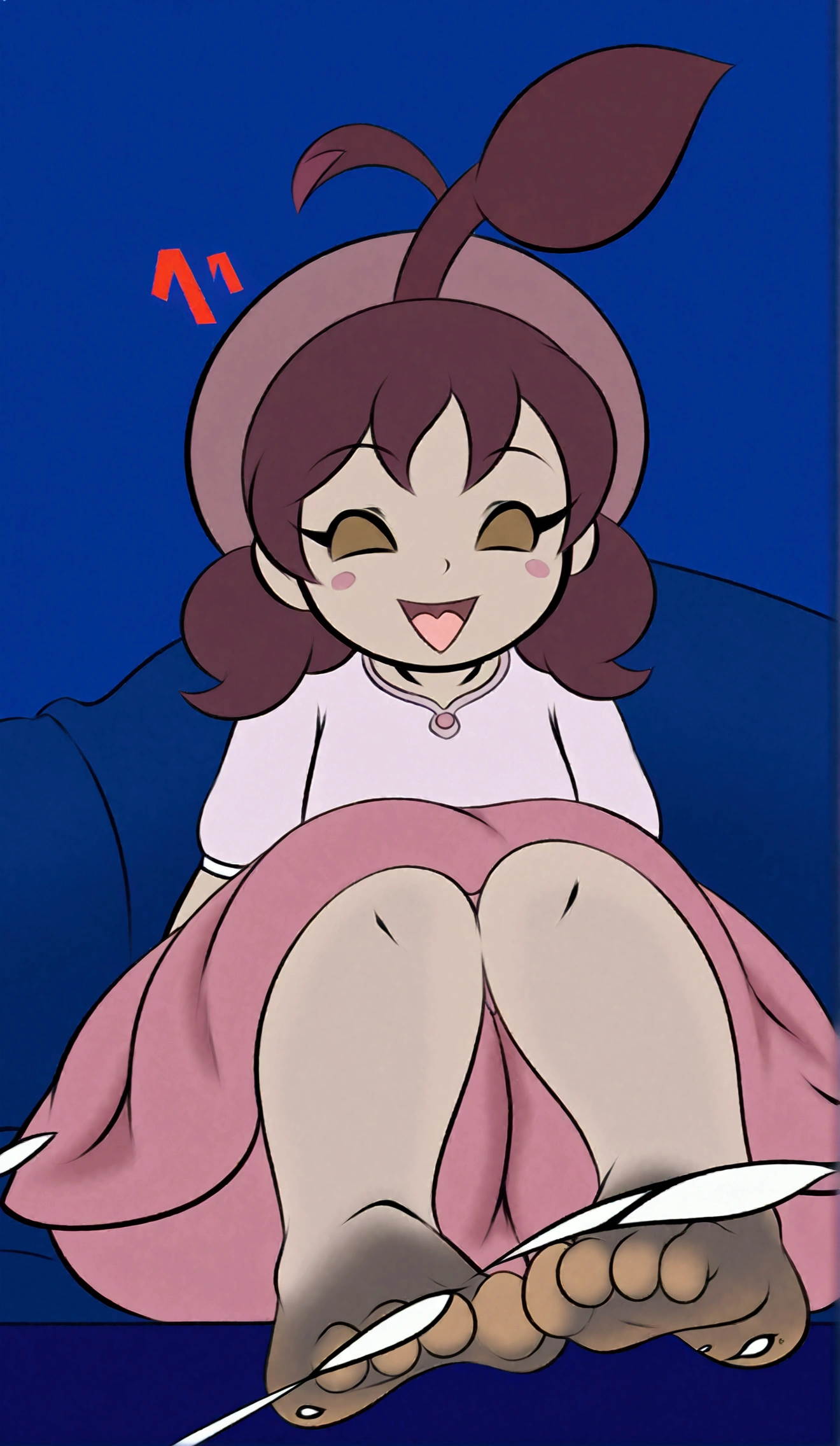 a girl sitting on the sofa,The feet were covered with dirt,Dirt - Skin, dirt stains, Detailed feet POV, Japanese cartoons,comics