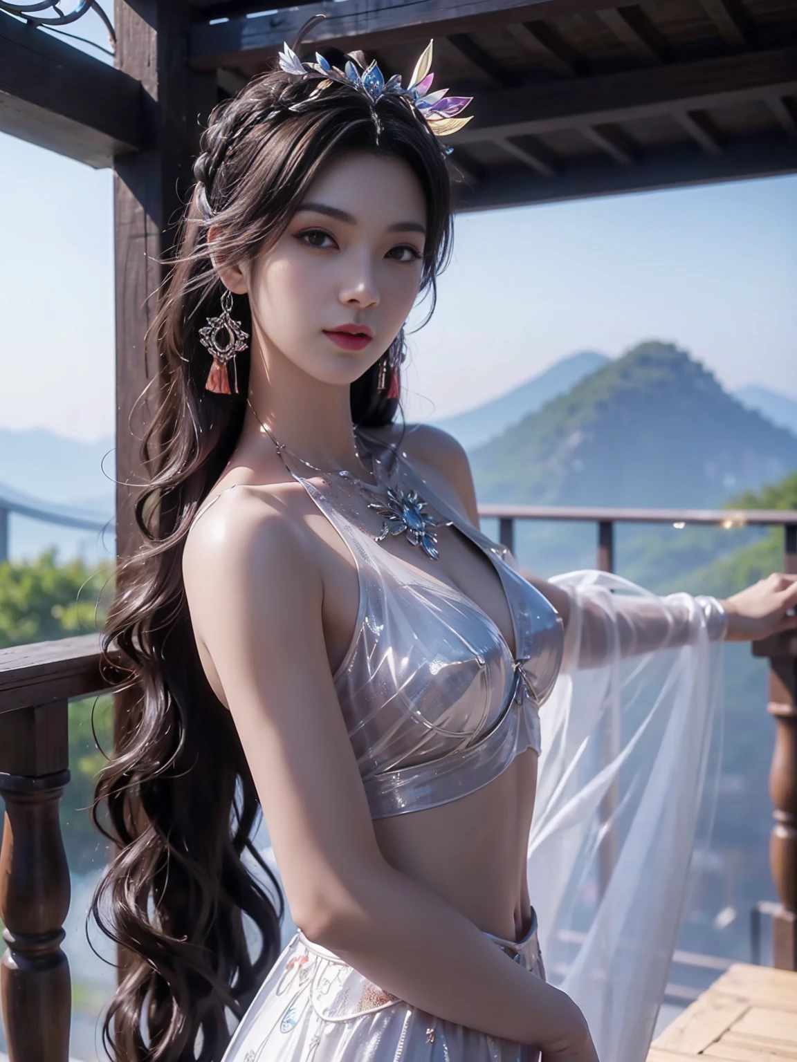 Royal princess,Very detailed, Delicate face, Stock Photography , Portrait 400, F1 Camera Lens.6, Colorful, Surrealism, Realistic textures, Dramatic Lighting, Thin Film Distiller 800 (8K, original photo, Better quality, masterpiece: 1.2), Very detailed, (Extremely delicate skin: 1.2), 8K 超高清, SLR camera, Soft Light, high quality.Fire Queen,Blue pupils,Apply red lipstick,Have a tattoo,The tattoo is very three-dimensional,Gorgeous and intricate tattoo designs,8K Mugshot,Large Breasts,Dark eyeshadow,Sexy thick lips(Red lipstick),Ice Princess,The facial features are very three-dimensional,Gorgeous and exquisite crystal diamond lace wedding dress,Silver Armor,Exquisite and ornate silver decoration,Universe shining diamond gem,Ultra-clear portrait,Very exquisite and gorgeous jewelry,Show your back