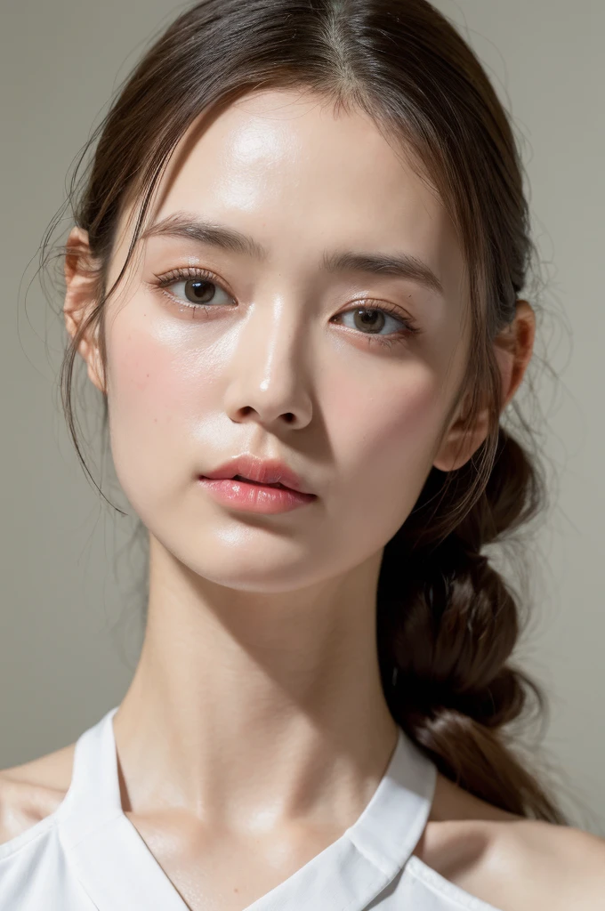 ((Highest quality, 8k, masterpiece :1.3)), One girl, Very fine skin、Close-up of face、Beautiful woman with slim abdominal muscles :1.3, (Random Hairstyles, Huge breasts :1.2), Casual clothing :1.2 Highly Detailed Faces, Fine grain, double eyelid、Japanese women