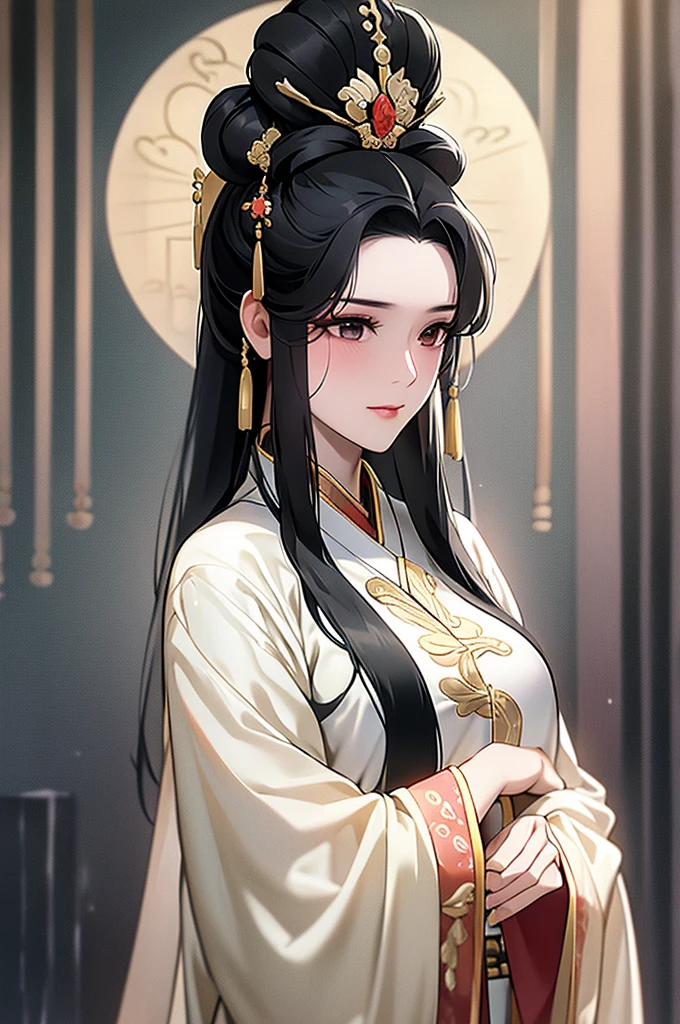 Black Hair, Immortal, Royal sister, Stepmother, Gold Robe, Taoist robe, Chinese style, Hair Bunch, light blush